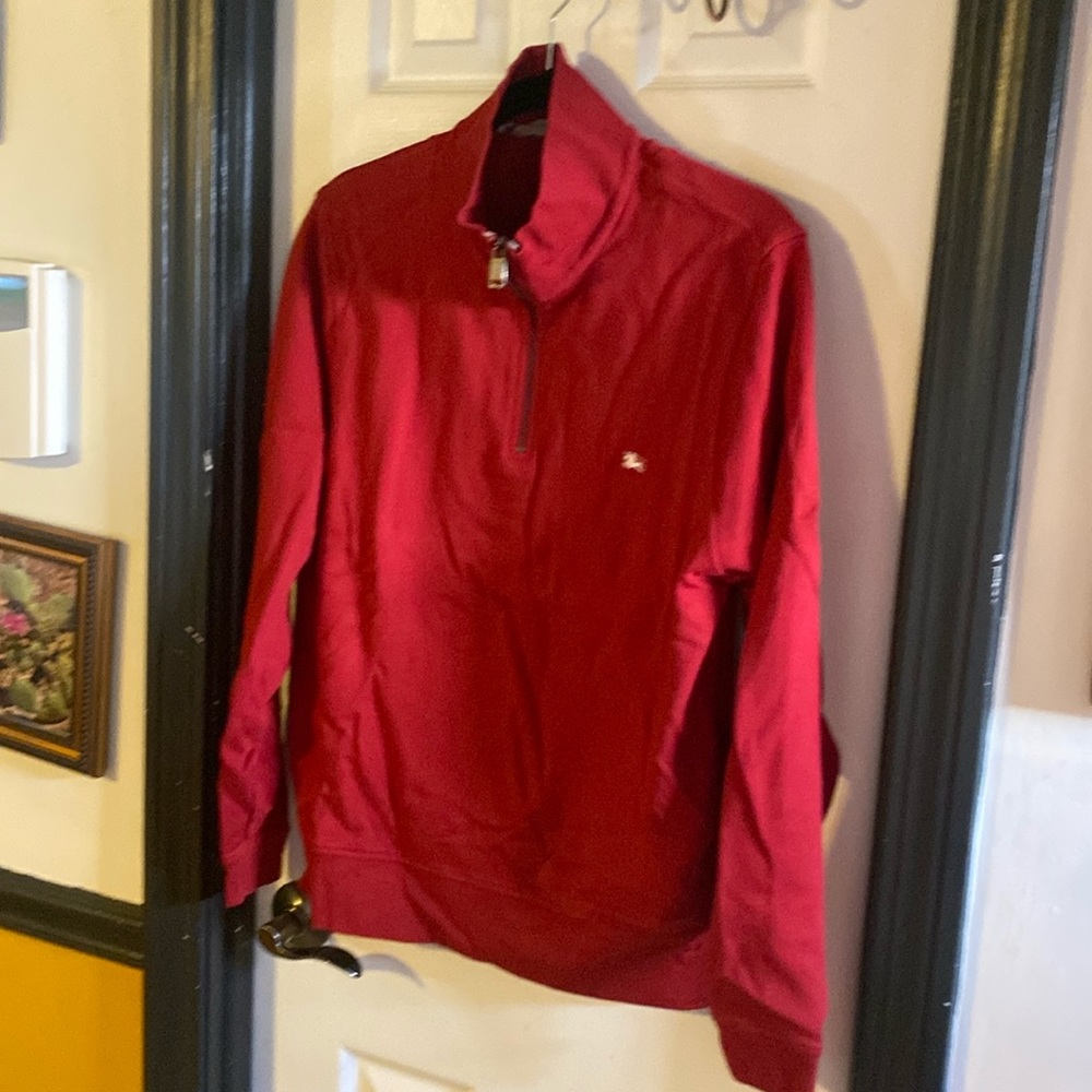 Burberry red 1/4 zip sweatshirt large